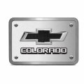 Ipick Image Made For Chevrolet Colorado 3d Black Logo On Brush Billet Aluminum 2-inch Tow Hitch Cover