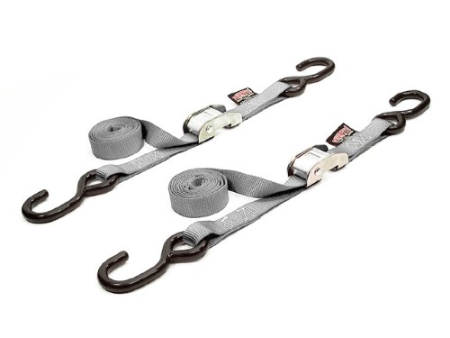 Powertye 1in X 5 5ft Cam Buckle Tie-downs W S-hooks 400 Lb Wll 1 200 Breaking Strength - Silver Pair