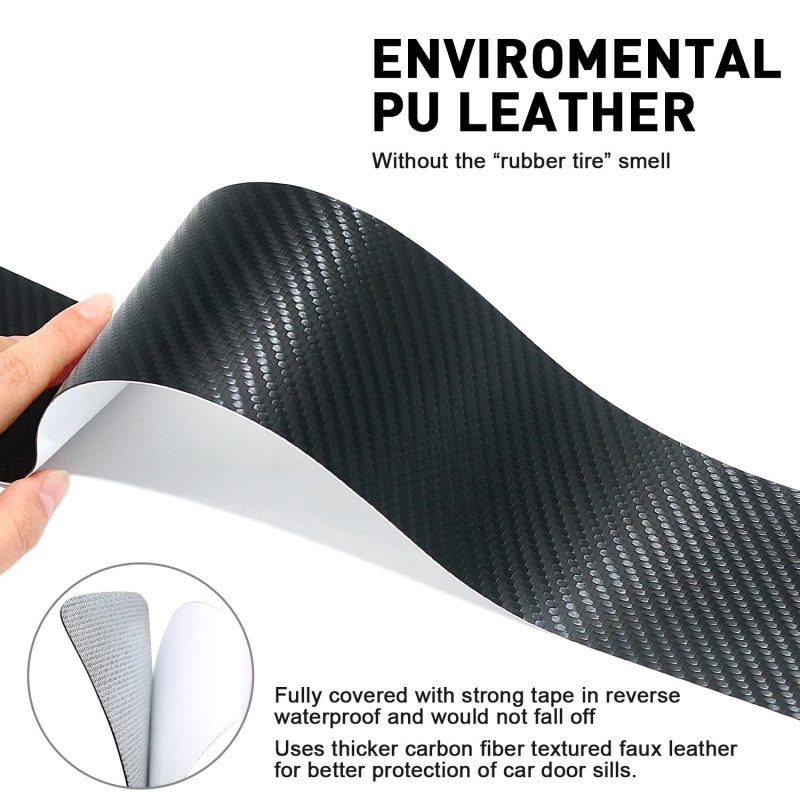 Tricolor Door Sill Protectors For Toyota Tacoma Trd 4runner Tundra Rav4 Highlander Carbon Fiber Leather Plate Guard Retro