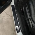 Tricolor Door Sill Protectors For Toyota Tacoma Trd 4runner Tundra Rav4 Highlander Carbon Fiber Leather Plate Guard Retro