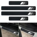 Tricolor Door Sill Protectors For Toyota Tacoma Trd 4runner Tundra Rav4 Highlander Carbon Fiber Leather Plate Guard Retro 