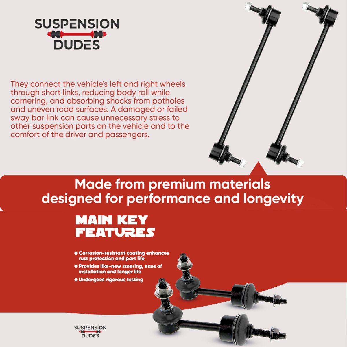 Front Sway Bar Stabilizer Link Kit For Subaru Legacy 2015 2019 And Outback 2 Piece Set K750906 K750907