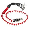 Dream Apparel 36 Motorcycle Get Back Whip Genuine Leather Biker For Handlebar With Fringes And Skulls Red White 