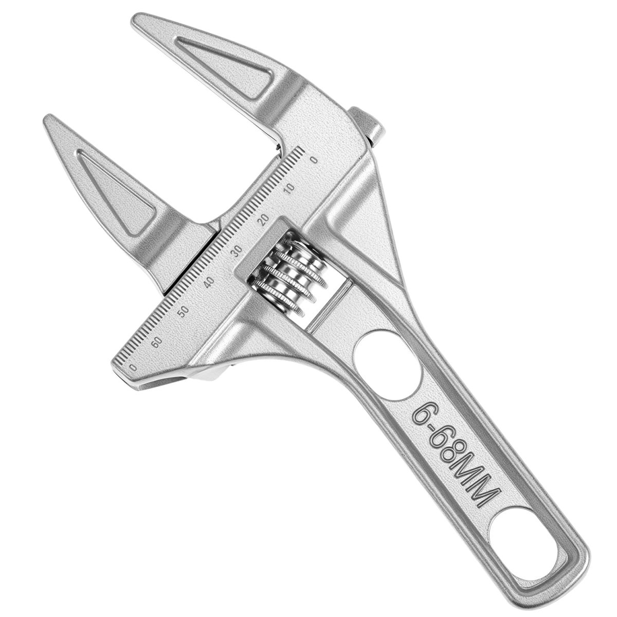 Adjustable Wrench 0 24 In To 2 68 Large Opening Bathroom Spanner 7 87 Universal Activity Aluminum Alloy Silver Model Qs35300