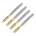 4pcs Spiral Point Plug Taps M3 5 X 0 6 Metric Thread Screw Tap Titanium Coated High Speed Steel 6542 Machine Tapping Threading 