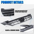Ecotric Front Bumper Grille Compatible With 2013 2014 2015 Honda Accord 4dr Sedan Chrome Hood Mesh Grill Jdm Mod Style