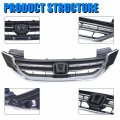 Ecotric Front Bumper Grille Compatible With 2013 2014 2015 Honda Accord 4dr Sedan Chrome Hood Mesh Grill Jdm Mod Style
