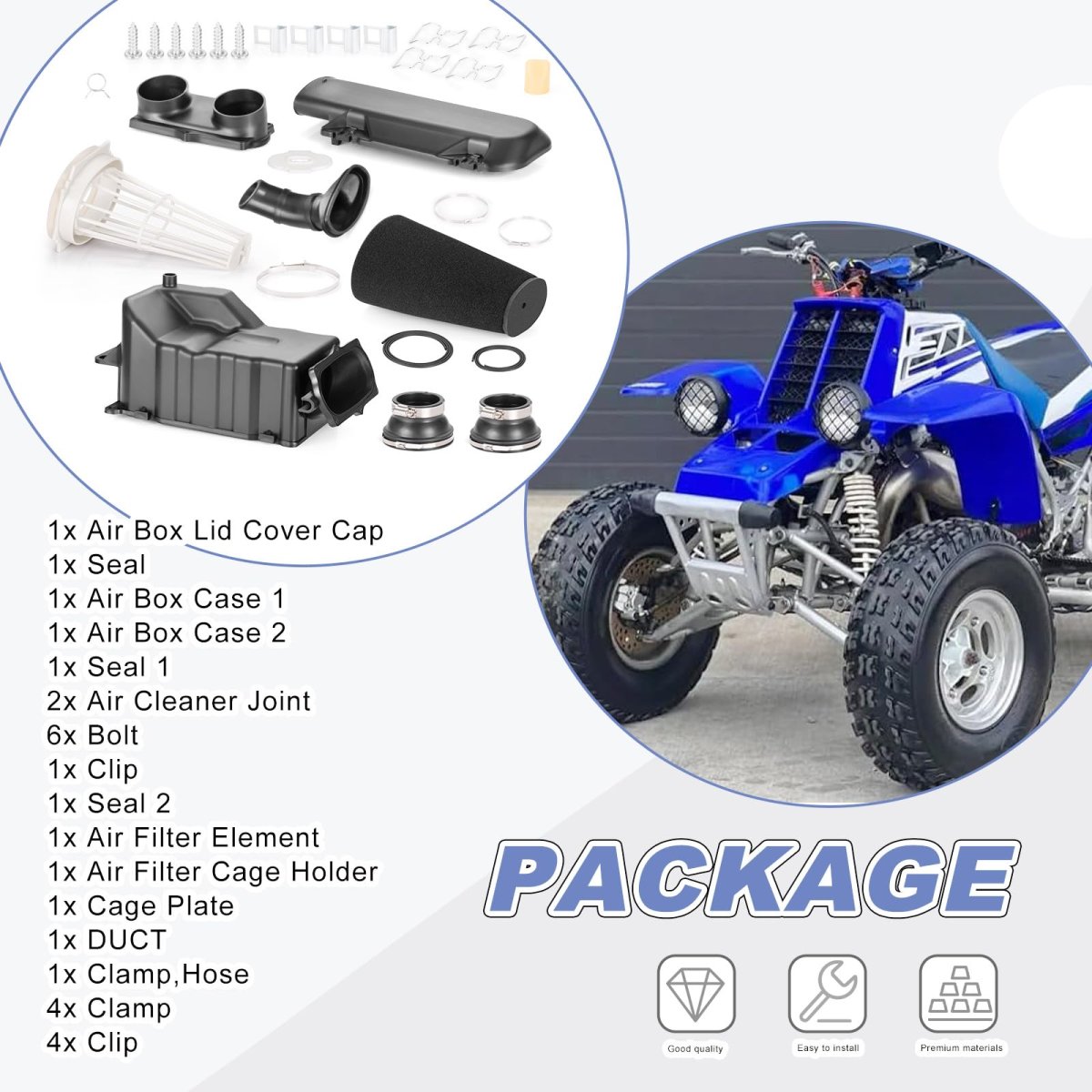 Air Filter Box Guide Cover Assembly Kit For Yamaha Banshee 350 1987-2006