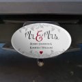 Personalized Custom 2 Lines Mr And Mrs Wedding Oval Tow Trailer Hitch Cover Plug Insert