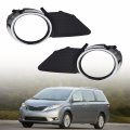 2 Pcs Fog Light Cover Grilles For 2011 2015 Sienna Base Le Xle Replace 52040 08010 52030 Black Front Bumper With Chrome Ring 