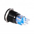 Fydun Led Latch Button Switch 19mm 12v On Off Black Waterproof Self-locking Push Flate White