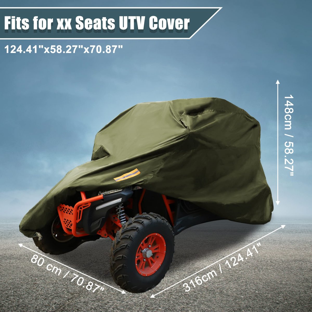Waterproof Utv Cover 210d Oxford Fabric 2 Seater Army Green For Polaris Rzr Ranger Can Am Defender Honda Pioneer Side By All