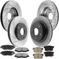 Motorbymotor Front Rear Brakes And Rotors Fits For 2003-2007 Honda Accord 2 4l Disc Models E-coating Drilled Slotted Rotor 