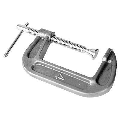 8 In Heavy Duty C Clamp With Malleable Steel Frame Chrome Plated Screw Swivel Pad And Sliding T Bar Handle Baked Enamel Finish