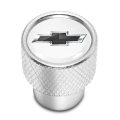 Chevrolet Black Logo In White On Shining Silver Easy-grip Aluminum Tire Valve Stem Caps Official Licensed 