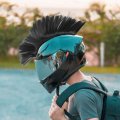 Galpada Helmet Hawks Motorcycle Mohawk Wig Hair Patches Skinhead Costumes Cosplay For Bicycle Black