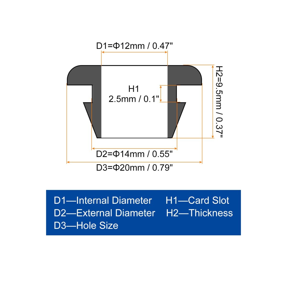 20pcs Rubber Grommets 14mm Mount Dia For 12mm Id Hole Plugs Wiring Firewall Cable Wire Protecting Black