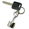 Ford Mustang Flame Pony Logo In Black On Chrome Engine Piston And Rod Metal Key Chain