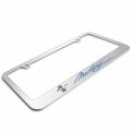 Ipick Image Made For Ford Mustang Script In Blue 3d Embossed Letters On Mirror Chrome Metal License Plate Frame
