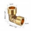 Uxcell Brass Elbow Pipe Fitting 90 Degree 1 2 Pt Male X Connector