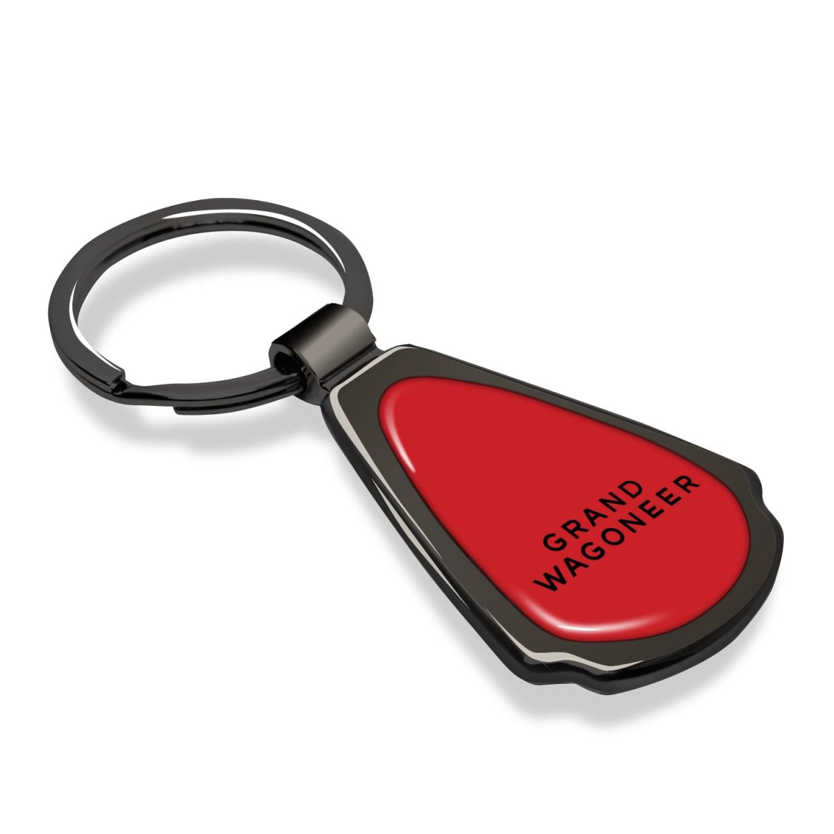 Jeep Grand Wagoneer On Red Dome Dark Gunmetal Metal Teardrop Key Chain