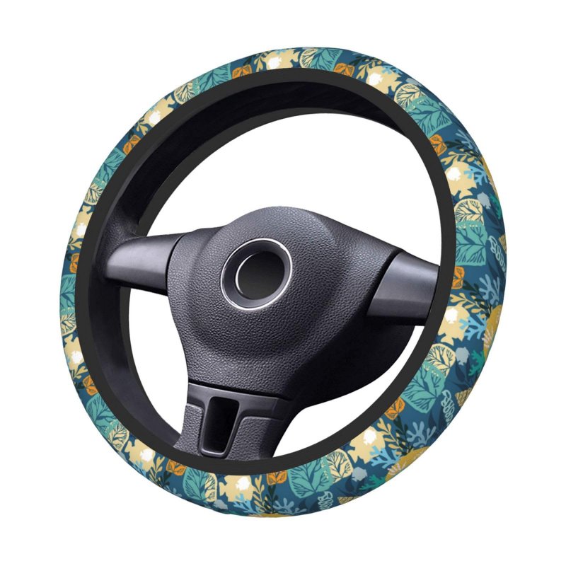 Beautiful Seaweeds Steering Wheel Covers Ocean Coral Reef And Aquatic Kelp Algae Seashells Non Slip Neoprene Car Wrap Cover
