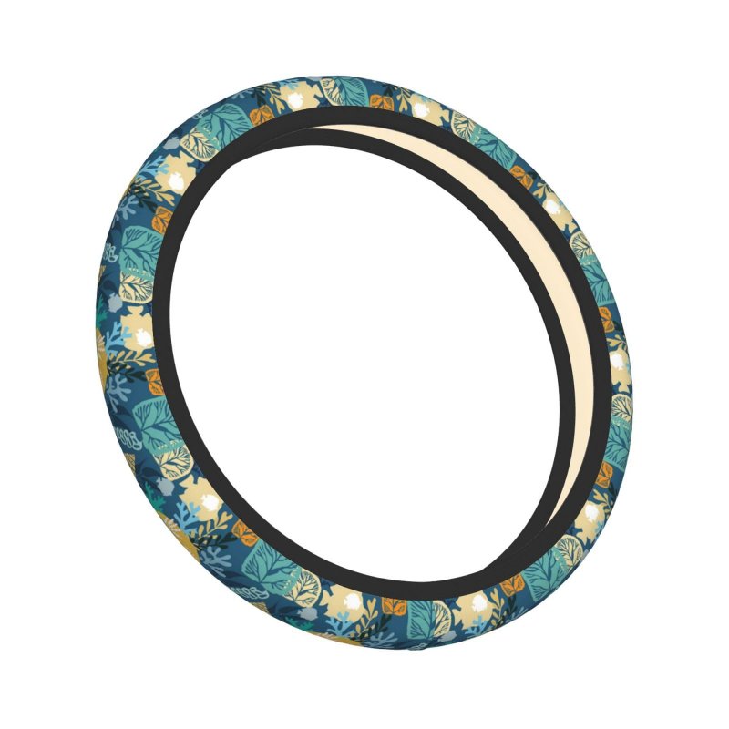 Beautiful Seaweeds Steering Wheel Covers Ocean Coral Reef And Aquatic Kelp Algae Seashells Non Slip Neoprene Car Wrap Cover