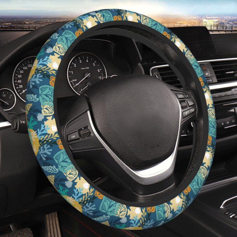 Beautiful Seaweeds Steering Wheel Covers Ocean Coral Reef And Aquatic Kelp Algae Seashells Non Slip Neoprene Car Wrap Cover