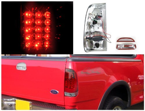 Red Clear Led Tail Lights Chrome Tailgate Handle Cover Made For And Ford F150 97-03