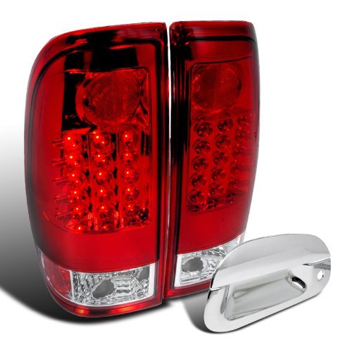 Red Clear Led Tail Lights Chrome Tailgate Handle Cover Made For And Ford F150 97-03