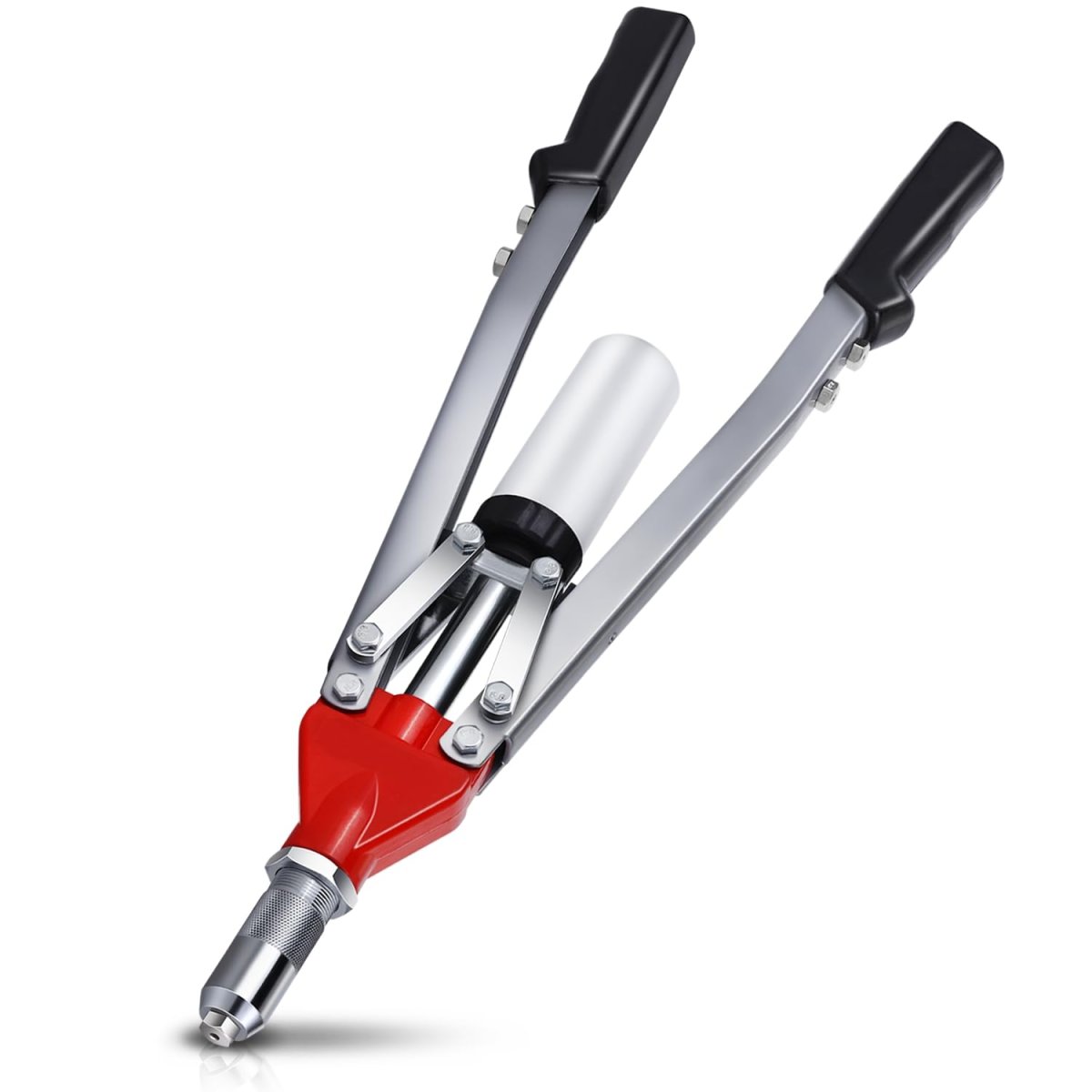 Hand Riveter Rivet Nut Tool Set 21 In With 5 Guide Nozzles Silver Repair Kit For Home Household Office And Warehouse