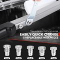 Hand Riveter Rivet Nut Tool Set 21 In With 5 Guide Nozzles Silver Repair Kit For Home Household Office And Warehouse