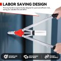 Hand Riveter Rivet Nut Tool Set 21 In With 5 Guide Nozzles Silver Repair Kit For Home Household Office And Warehouse