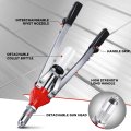 Hand Riveter Rivet Nut Tool Set 21 In With 5 Guide Nozzles Silver Repair Kit For Home Household Office And Warehouse