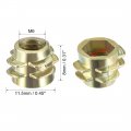 Uxcell Furniture Threaded Insert Nuts Zinc Alloy Hex-flush M6 Internal Threads 8mm Length 50pcs