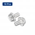 Uxcell M6x10mm Phillips Hex Head Flange Bolts 10pcs 304 Stainless Steelagon Hex Machine Screws
