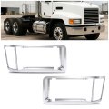 Hecasa Front Pair Headlight Bezel Silvery For 1990-2007 Mack Ch600 Ch612 Ch613 Ch600k Cl600 Cl700 Cl Series Sba Hood Only 
