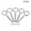 Uxcell M4x30mm Eye Hooks Screws Bolts Kit 15pcs Carbon Steel Hanger Eyelet Screw With Hex Nuts For Metal Hook Wood Terminal