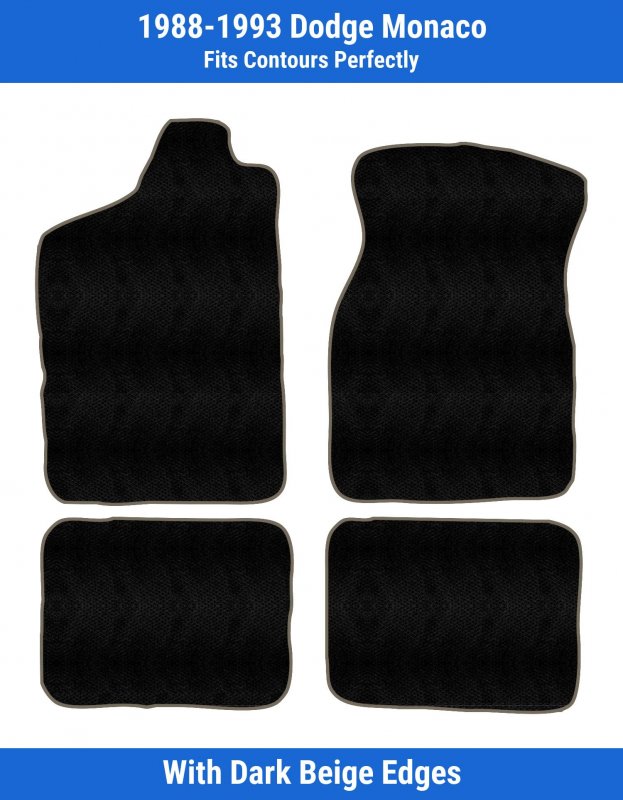 Dark Beige Edge Custom Fit Front Rear Carpet Floor Mats Black For Dodge Monaco 1993 1992 1991 1990 1989 1988