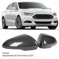 Qiilu Door Mirror Covers 2pcs Carbon Fiber Replacement Rearview Side Caps Cover For Ford Fusion 2013 And Up