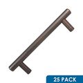 25 Pack Rok Hardware 4-1 4 108mm Center Oil-rubbed Bronze Contemporary Euro Style Solid Metal Kitchen Cabinet Drawer Door 