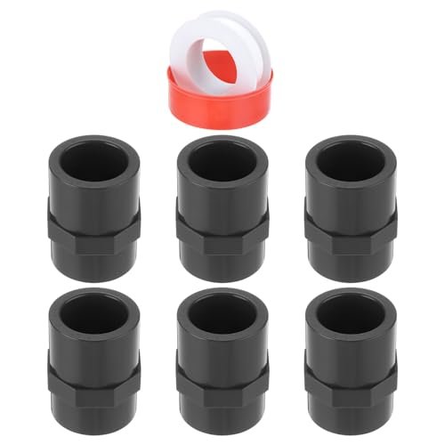 6 Pcs 1 2 Pvc Female Adapter Pipe Fitting Fit For Sch80 Slip Coupling To Threaded Connector With Sealing Tape Socket X Npt Dark