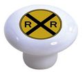 Carolina Hardware And Decor 1846 Yellow Railroad Sign Ceramic Cabinet Drawer Knob 