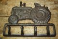 Vintage Cast Iron Tractor Towel Coat Hooks Hat Hook Key Rack Rustic Brown Finish 