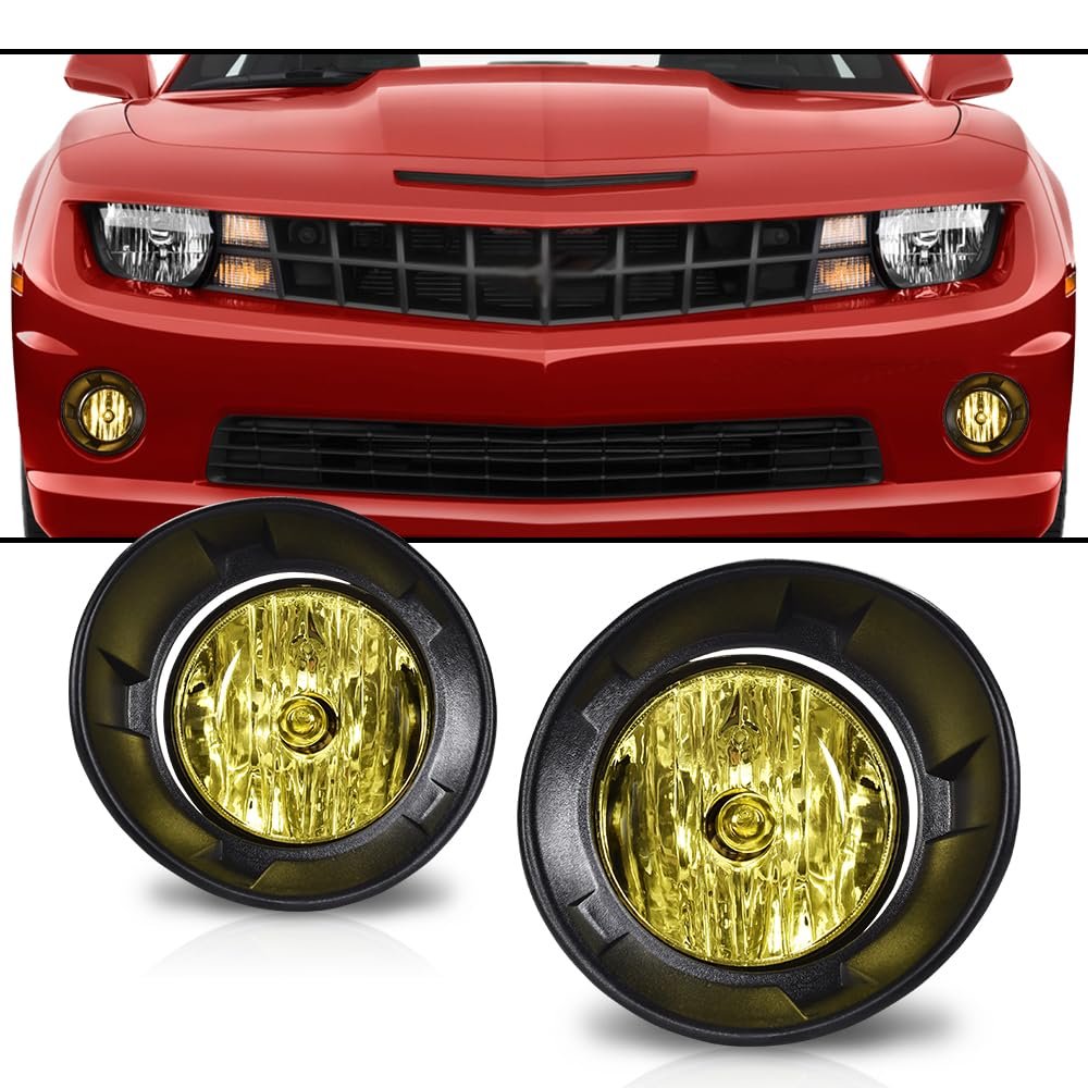 Front Fog Light Assembly Pair Yellow Lens With Harness For Chevy Camaro 2010 2011 2012 2013 Fits Gm1038118 Gm1039118 Not Zl1 Or
