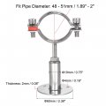 Uxcell Wall Mount Ceiling Pipe Support 304 Stainless Steel Adjustable Bracket Clamp For 48-51mm