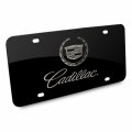 Ipick Image Matt-look Laser Etched Black Acrylic License Plate Cadillac Dual Logo