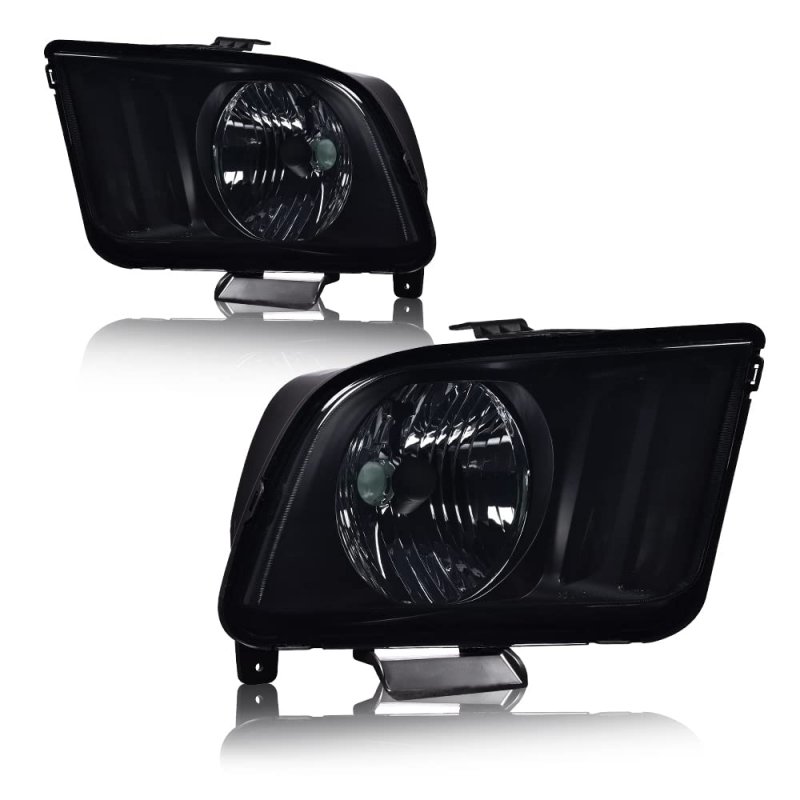 Headlight For 05-09 Ford Mustang Driver Passenger Side Smoky Lens Black Housing
