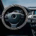 X Autohaux 40cm 16 Inch Universal Car Steering Wheel Cover Decorates With Ethnic Style Black White Printing Pattern