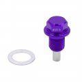 Uxcell M12 X 1 25mm Thread Purple Magnetic Auto Car Oil Pan Drain Bolt Kit W Washer